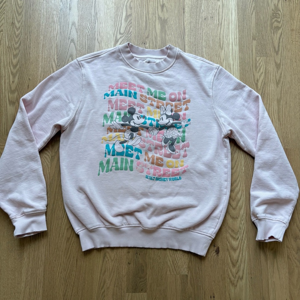 Disney Parks Meet Me On Main Street Sweatshirt Small Mickey Minnie WDW